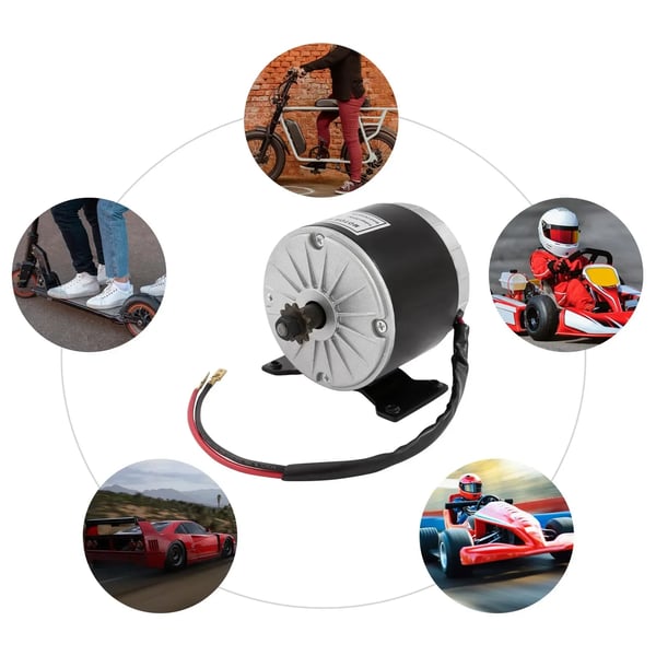 El-løbehjul Motor - DC Permanentmagnet Børstet - 24V 350W - Højt Moment - 2700 o/min - 11-tands gear - 4-polet - Støbejern