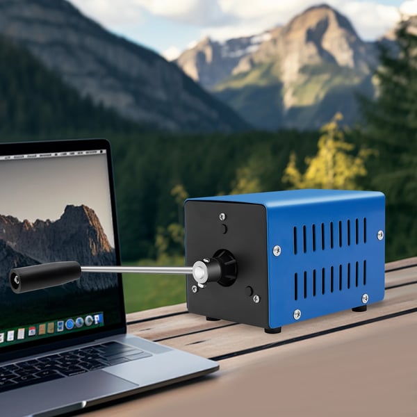 Håndsvinget Generator - F20 - 20 W Nødstrøm - USB-opladning - 3–28 V Multispænding - Til Udendørs/Camping - Blå