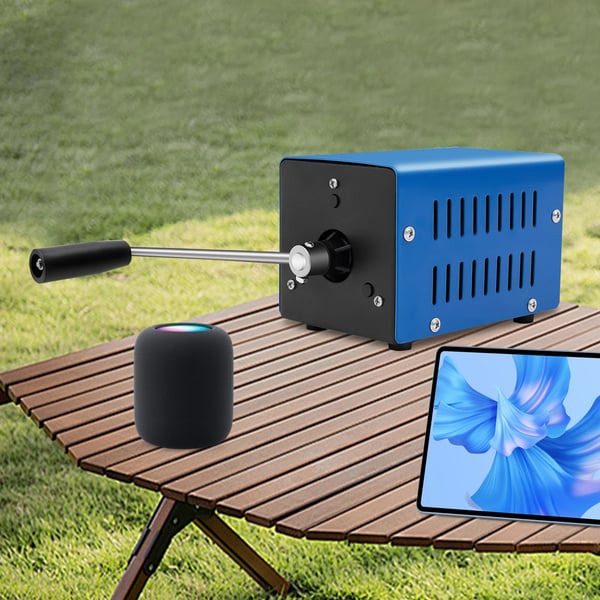 Håndsvinget Generator - F20 - 20 W Nødstrøm - USB-opladning - 3–28 V Multispænding - Til Udendørs/Camping - Blå