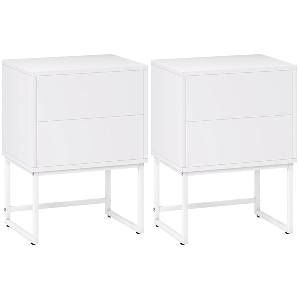 Sängbord - Nattduksbord - Modern marockansk stil - Sovrumsmöbel - 40 x 30 x 55 cm - Vit
