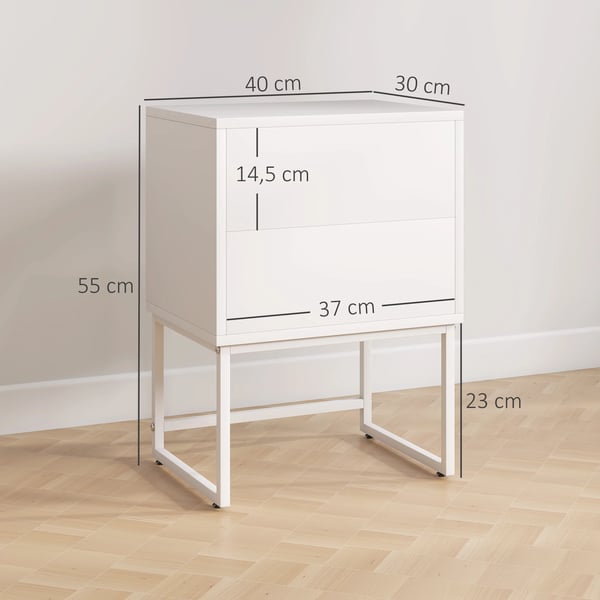 Sängbord - Nattduksbord - Modern marockansk stil - Sovrumsmöbel - 40 x 30 x 55 cm - Vit