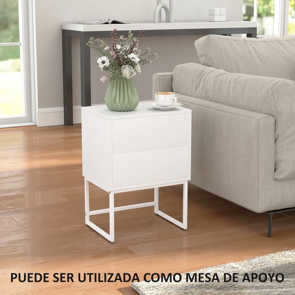 Sängbord - Nattduksbord - Modern marockansk stil - Sovrumsmöbel - 40 x 30 x 55 cm - Vit