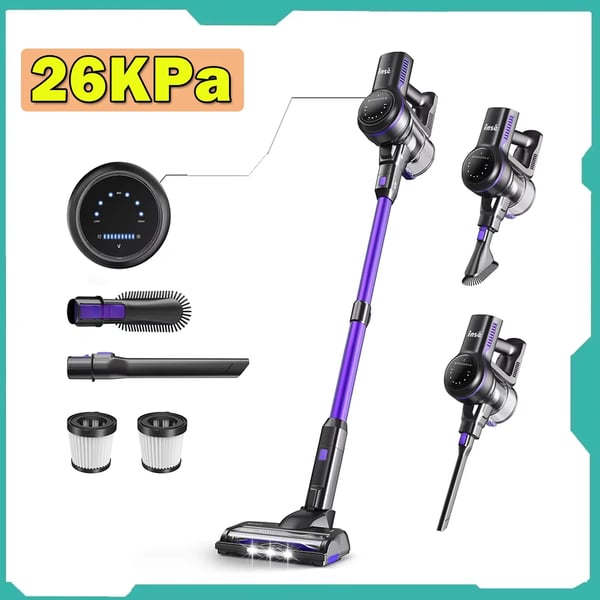 Ledningsfri stavstøvsuger - S7P - 26 kPa sugekraft - 265 W motor - Op til 45 min driftstid - LED-display - Selvstående - HEPA-filtrering - Hvid