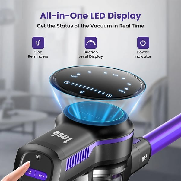 Ledningsfri stavstøvsuger - S7P - 26 kPa sugekraft - 265 W motor - Op til 45 min driftstid - LED-display - Selvstående - HEPA-filtrering - Hvid