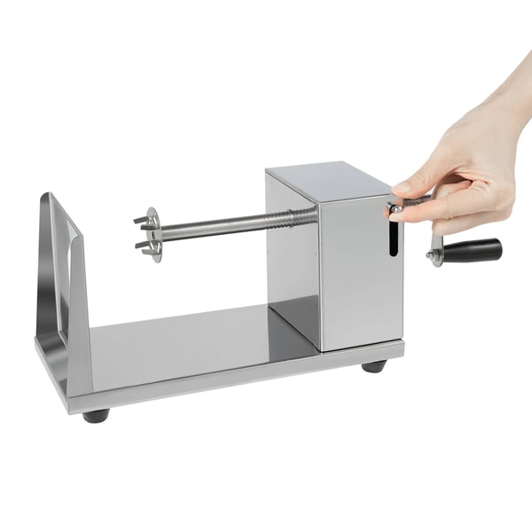 Kartoffel Twister - Spiral Slicer - 430 Rustfrit Stål - Plast - Spiralchips/Tornado - Til Kartofler & Grøntsager - CE/EU - Sølv
