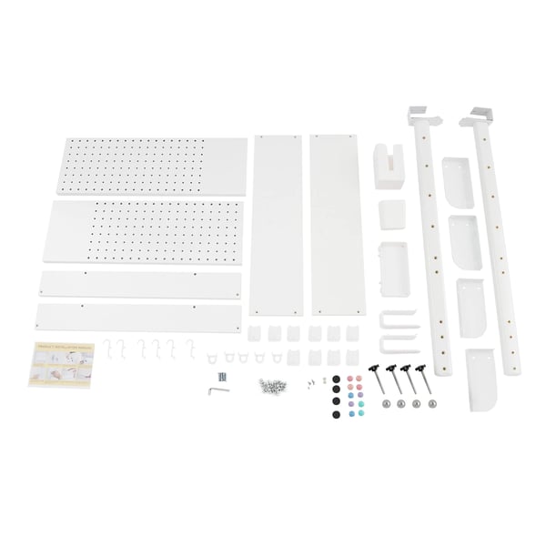 Skrivebordshylde med hulplade - Klemme-monteret - 80×12,5×95 cm - Til bordplade 10–45 mm - Stål & MDF - Hvid