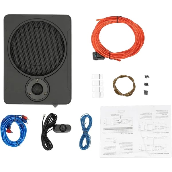 Bil Subwoofer Under Sædet - Aktiv Med Forstærker - Effekt 200 W RMS/300 W Max - Bas 20 cm - Frekvens 30–100 Hz - Mål 31,5×24×7,5cm - Sort