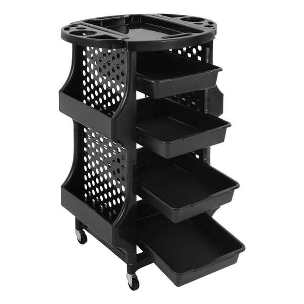 Salonvogn - Rullevogn - 5 Niveauer - PP & Aluminium - 4 Sidekurve - Med Hjul - 52×44×79 cm - 30 kg Kapacitet - Sort