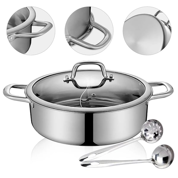 Shabu Hot Pot - Yin-Yang gryde - 304 rustfrit stål - 32 cm - Dobbelt opdeler - Til suppe/fondue