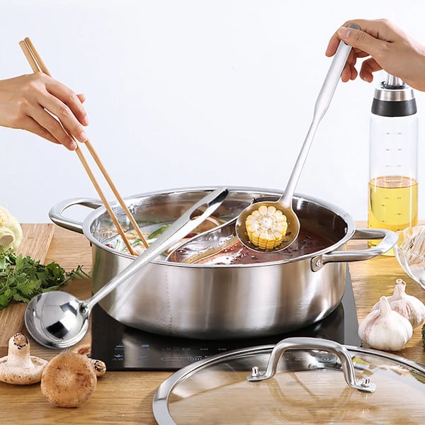 Shabu Hot Pot - Yin-Yang gryde - 304 rustfrit stål - 32 cm - Dobbelt opdeler - Til suppe/fondue