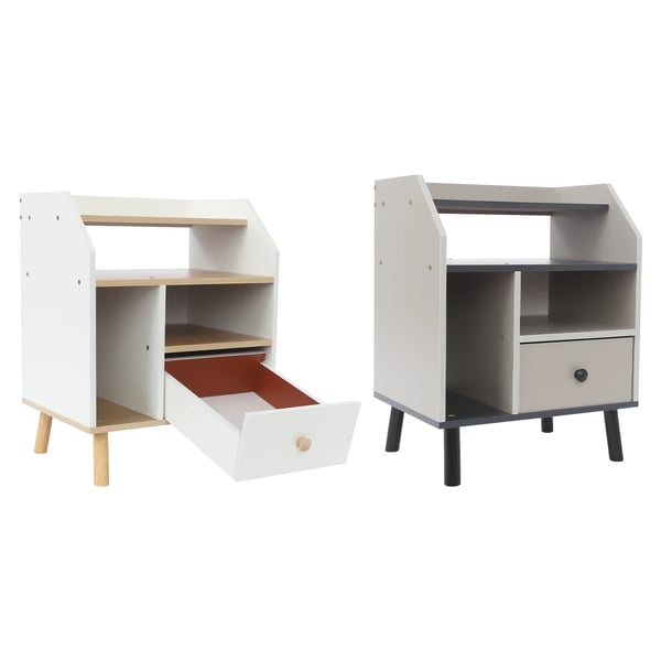 Sengebord - Natbord - Med skuffe - Rektangulær - Moderne stil - Hvid