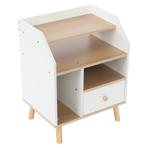 Sengebord - Natbord - Med skuffe - Rektangulær - Moderne stil - Hvid