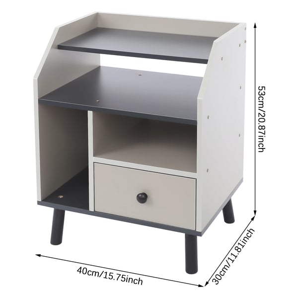 Natbord/Sengebord - Rektangulært - Med Skuffe - Moderne Design - Til Soveværelse Stue Kontor - Grå