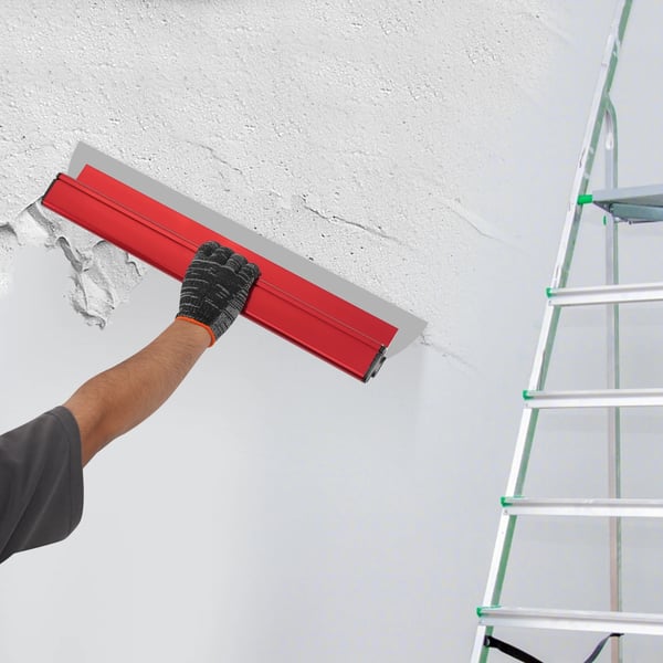 Spartelsæt til gips - Glittespartelblade - 3 størrelser 35/60/80 cm - Rustfrit stål 0,4 mm - Teleskopskaft 87–156 cm - Sølv