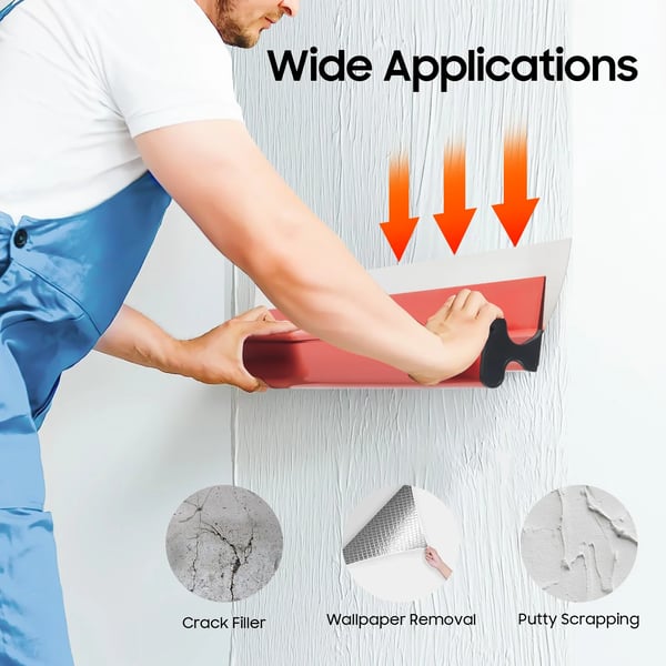 Spartelsæt til gips - Glittespartelblade - 3 størrelser 35/60/80 cm - Rustfrit stål 0,4 mm - Teleskopskaft 87–156 cm - Sølv