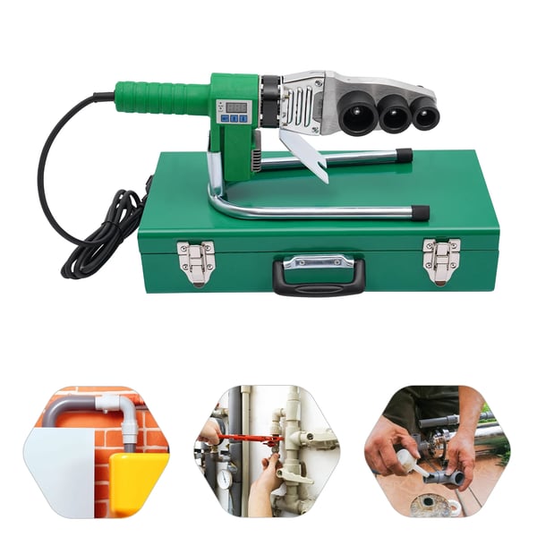 PPR plastrørsvejser - Model 32 - 1500 W - LED-display - 3 dyser - Til VVS/vandsystemer - Grøn