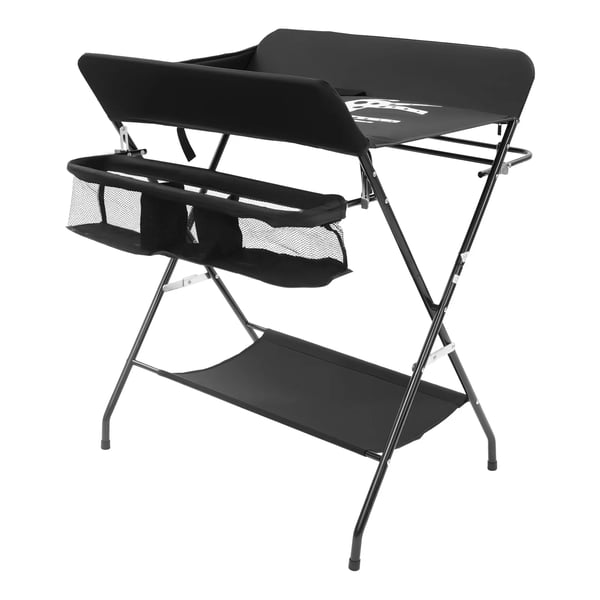 Baby Puslebord - Bærbar Skiftestation - Sikkerhedssele - Sammenklappeligt - 15 kg Kapacitet - Stor Opbevaringsplads - 0–12 mdr - Sort
