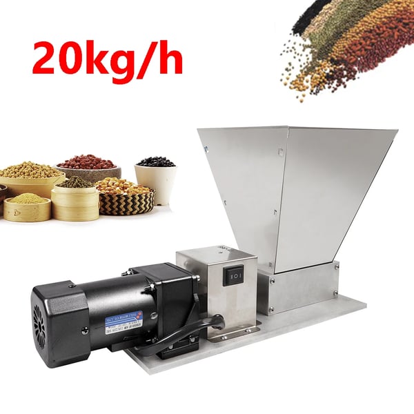Elektrisk kornkværn - DY-168-60W - Foderkværn til majs/hvede/bønner, Rustfrit stål & aluminiumlegering, Ren kobbermotor, 220/110V, 12 TPI - Sølv