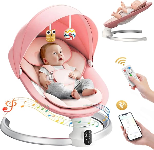 Sähköinen vauvakeinu - Kehto - Sovellus ja kaukosäädin - 5 nopeutta - 3 ajastinta - 10 sävelmää, Bluetooth - Enint. 10 kg - 0–12 kk - Punainen Sähköinen vauvakeinu - Kehto - Sovellus ja kaukosäädin - 5 nopeutta - 3 ajastinta - 10 sävelmää, Bluetooth - Enint. 10 kg - 0–12 kk - Punainen