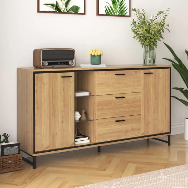 Stueskab - Sideboard/Skænk - 3 Skuffer - Træ - Moderne - Fritstående - Chokoladebrun