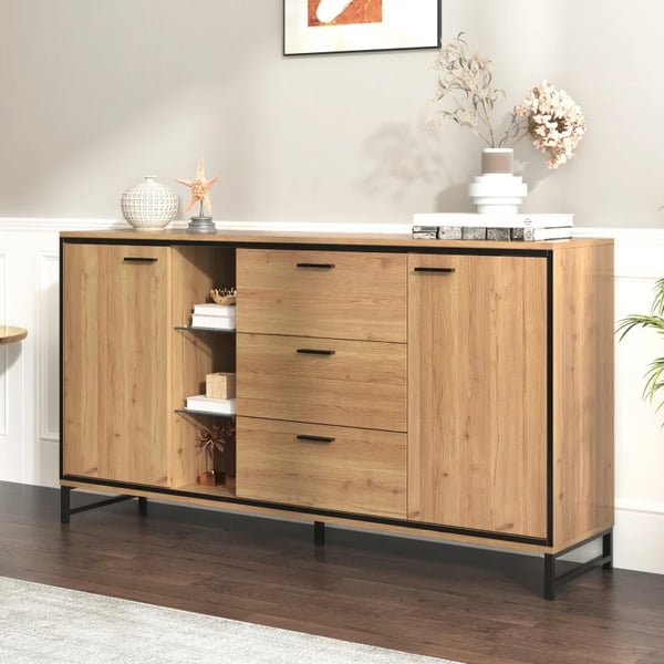 Stueskab - Sideboard/Skænk - 3 Skuffer - Træ - Moderne - Fritstående - Chokoladebrun