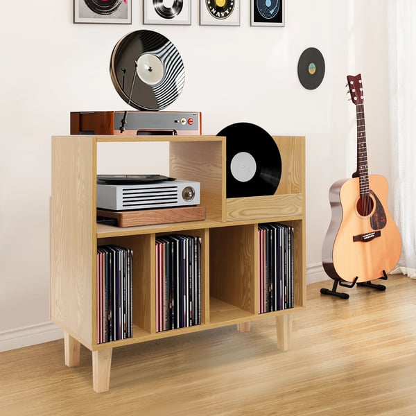 Pladespillerbord - Vinylreol - 6 rum - Fritstående - Multilagsplade - Maks. belastning 45 kg - 80×40×82,6 cm
