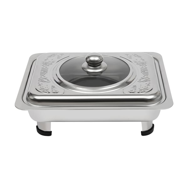 Chafing Tray - Rektangulär Buffébricka - Rostfritt Stål - Med Lock - För 7–9 Personer - Grå