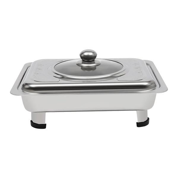 Chafing Tray - Rektangulær Buffetbakke - Rustfrit Stål - Med Låg - Til 7–9 Personer - Grå