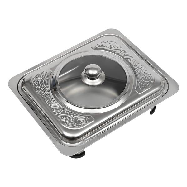 Chafing Tray - Rektangulær Buffetbakke - Rustfrit Stål - Med Låg - Til 7–9 Personer - Grå