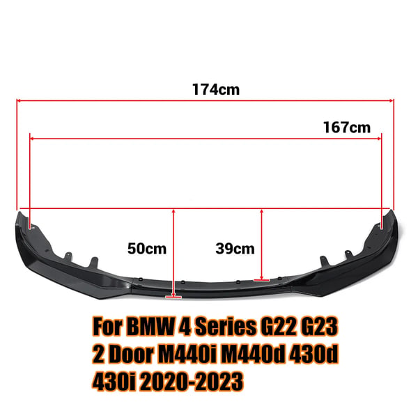 Etupuskurin lippa - Splitteri/spoileri - 4-sarja G22/G23 M Sport - 2020–2023 - M440i M440d 430i 430d - Musta