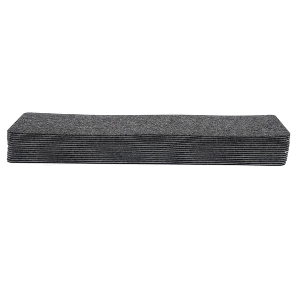 Trappetrinsmåtter - Selvklæbende Skridsikre - 15 stk - 76×20,3 cm - 6,5 mm - Polyester + TPR - Mørkegrå
