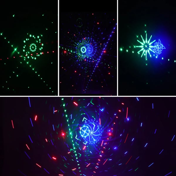 DJ Diskolys - LED Scenelys - Med 27 Linser - RGB + UV - DMX & Fjernbetjening - AC 220 V - CE - Sort