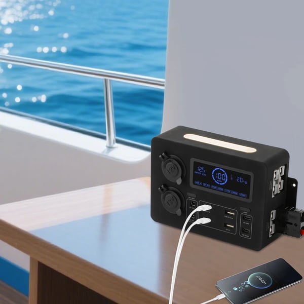 Strømfordelingsboks til autocamper - Mini elfordelingspanel 12V DC - USB- & PD-udgange - 50A hurtigtilslutning - ABS-plast - 17×5,75×12 cm - Sort