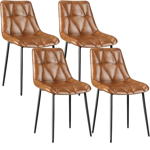 Ruokapöydän tuolit - 4 kpl - PU-nahka - Ergonominen selkänoja - Rengaskahva - Ilman käsinojia - 81x57x50 cm - Ruskea