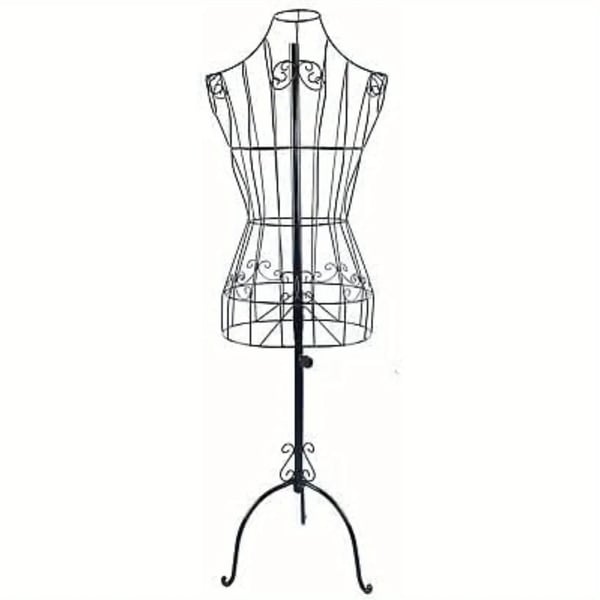 Skyltdocka Dam - Byst i Järntråd - Justerbar Höjd 140–160 cm - Axelbredd 32 cm - Vintage Stativ - Brun