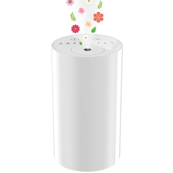 Diffuser til æteriske olier - Nebuliserende vandfri aromaterapi - Batteridrift & USB-opladning - Timer 1/2/3 t/kontinuerlig - Mini/portabel - Hvid