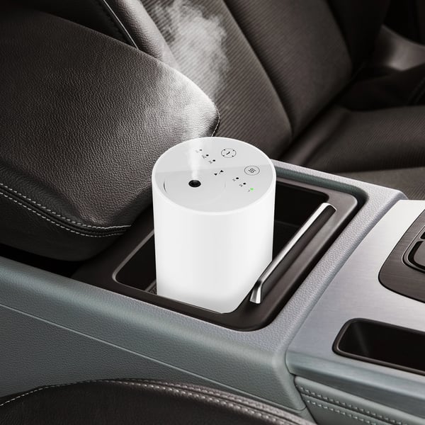 Diffuser til æteriske olier - Nebuliserende vandfri aromaterapi - Batteridrift & USB-opladning - Timer 1/2/3 t/kontinuerlig - Mini/portabel - Hvid