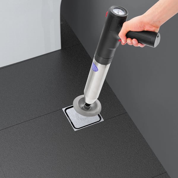Elektrisk afløbsrenser - Toiletstempel - Højtryksluft - Genopladelig 1500 mAh - 100–240 V - 45×16 cm - ABS & rustfrit stål - Sort