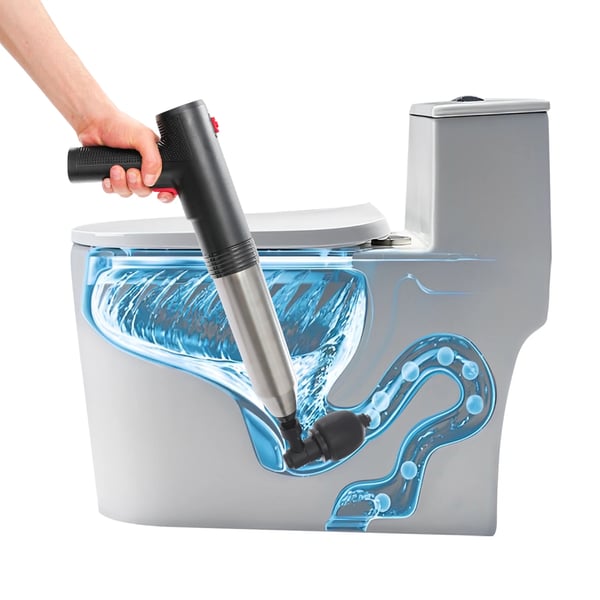 Elektrisk afløbsrenser - Toiletstempel - Højtryksluft - Genopladelig 1500 mAh - 100–240 V - 45×16 cm - ABS & rustfrit stål - Sort