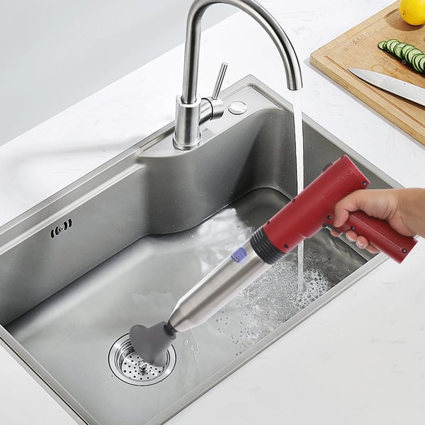 Elektrisk Afløbsrenser - Højtryks Toiletoplukker - Genopladelig 1500 mAh - 100–240 V - 45×16 cm - ABS & Rustfrit Stål - Rød