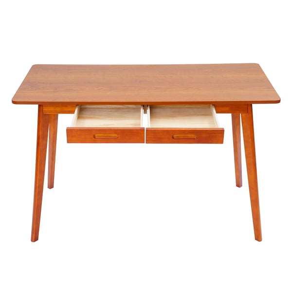 Tietokonepöytä - Suorakulmainen malli - 120×55×74 cm - 2 laatikkoa - Piilotetut vetimet - MDF & kumipuu - Pähkinä