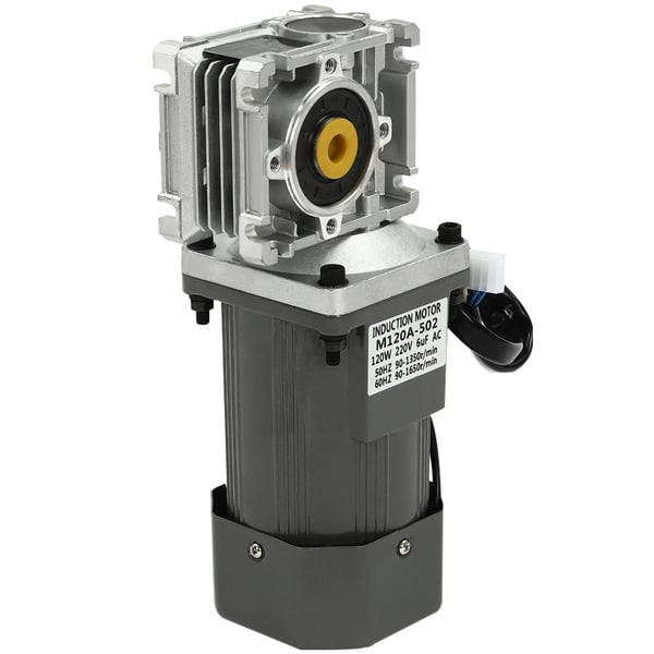 RV30 - Matovaihdemoottori - Teho 120 W - Jännite 220 V AC - Välityssuhde 1:80 (80K) - Akseli 14 mm - Nopeudensäädin - Vääntömomentti 25 Nm - Harmaa