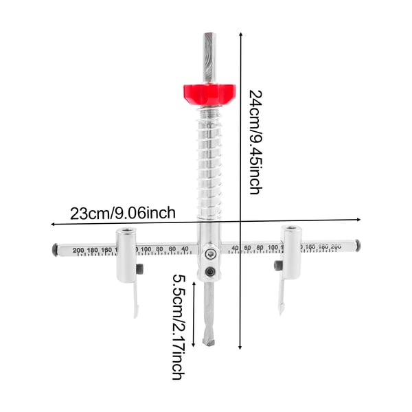 Cirkelskærer - Justerbar hulsav - Diameter 40–200 mm - Støvbeskytter - Bor 4–10 mm - 40Cr stål/legering - Sølv