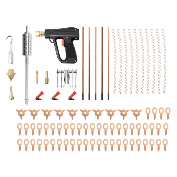Bil bulereparationssæt - 86-dele karrosseriværktøj - Dent puller & glidehammer - Punktsvejsepistol - M16 skivekrog - Rustfrit stål/ABS - Sort