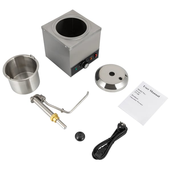 Kommerciel saucedispenser - Elektrisk enkelpumpe - Opvarmet - 2 L kapacitet - 650 W - 220 V/50 Hz - 201 rustfrit stål - Sølv