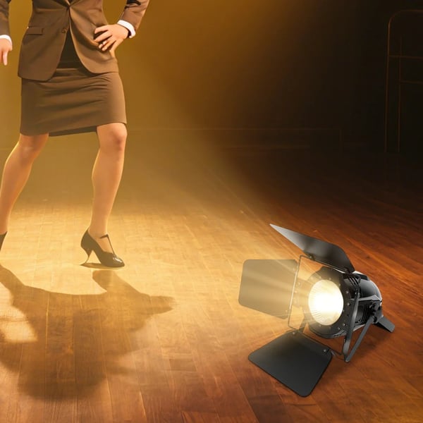 LED PAR Scenelys - COB Par - 200 W - Lydaktiveret - Til Scene & DJ - 220 V DC - Sort