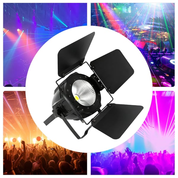 LED PAR Scenelys - COB Par - 200 W - Lydaktiveret - Til Scene & DJ - 220 V DC - Sort