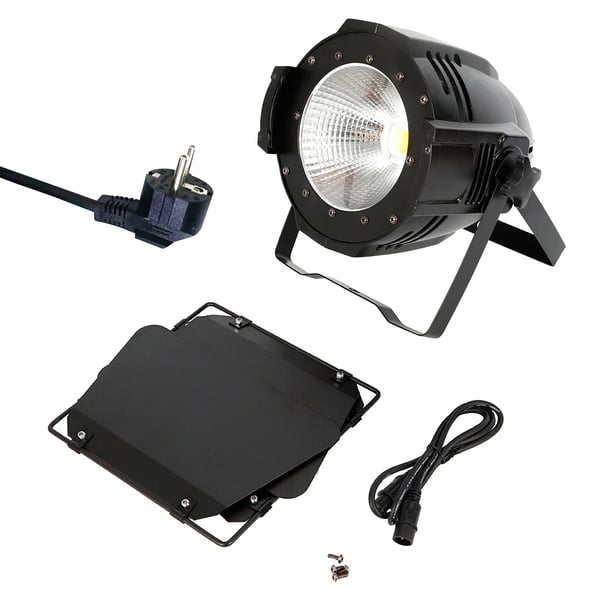 LED PAR Scenelys - COB Par - 200 W - Lydaktiveret - Til Scene & DJ - 220 V DC - Sort