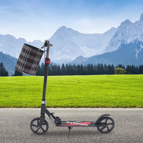 Sparkcykel - Cityscooter - Hopfällbar - Justerbar höjd - Dubbelbroms - Vuxna & barn - Förvaringsväska - Max 150 kg - Svart