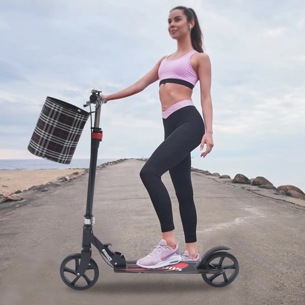 Sparkcykel - Cityscooter - Hopfällbar - Justerbar höjd - Dubbelbroms - Vuxna & barn - Förvaringsväska - Max 150 kg - Svart
